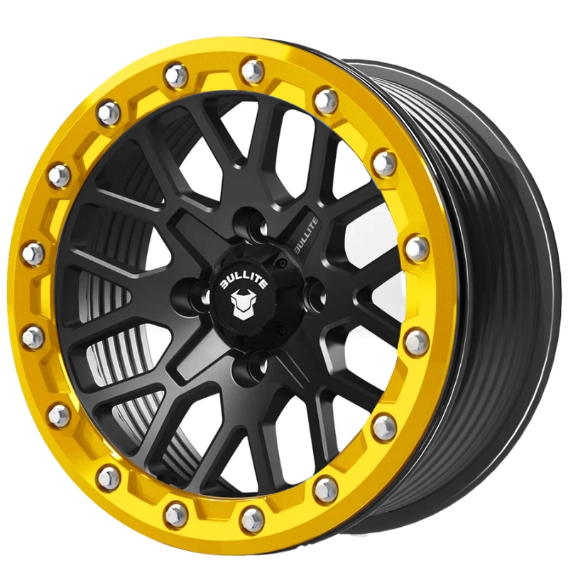 Bullite BT-05 billet aircraft wheel in Neo Yellow
